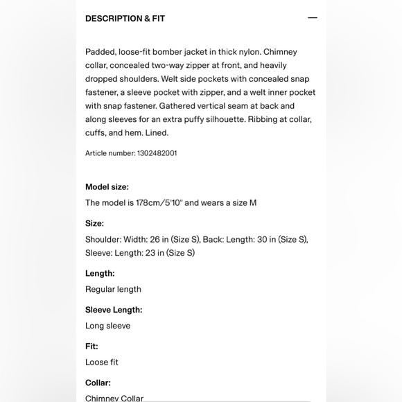 H&M STUDIO COLLECTION PADDED BOMBER JACKET IN LIGHT KHAKI GREEN Sz MEDIUM (NWT) - Picture 6 of 14